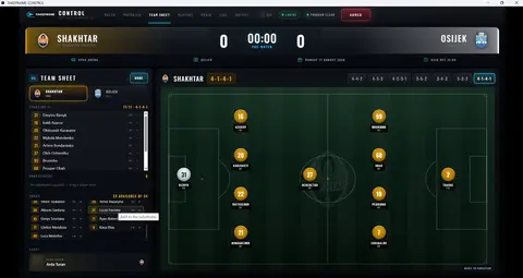 Team sheet and formation editor